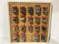 Framed Pegboard w/ Glass Storage Jars