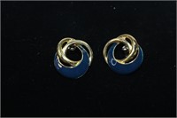 Pair of Blue and Golden Earrings