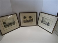 SET OF 3 1920'S PRINTS UNDERGLASS