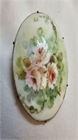 HAND PAINTED BROOCH FLORAL DESIGN SIGNED POWER