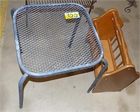 METAL PATIO TABLE, MAGAZINE RACK,