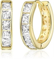 Princess 3.10ct White Topaz Hoop Earrings