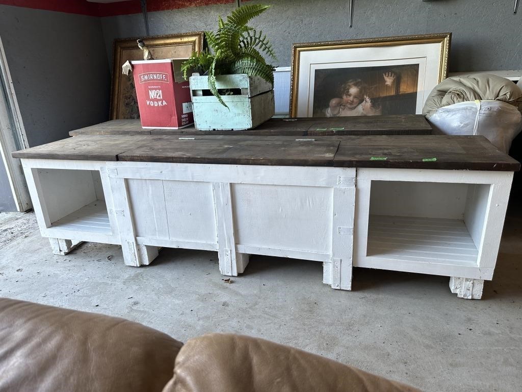 Rustic wood bench with storage see picture for