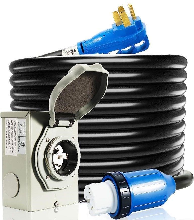 ($289) 50 Amp Generator Cord and Power Inlet