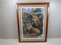 Framed Red Fox print, “At the Den” by Laura Mark