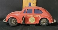 Wind-Up VW Beetle Car - Fire Chief -Plastic