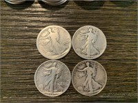 (4) Walking Liberty 1/2 Dollars