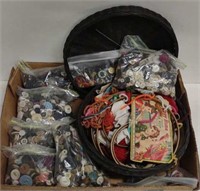 Lot w/ Vtg Buttons & Embroidery Items