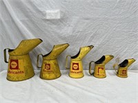 Set of 5 original Shell oil jugs