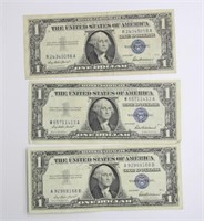(3) SERIES 1957 $1 SILVER CERTIFICATE