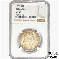 1893 Columbia Half Dollar NGC MS63