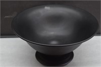 Vintage Black Satin Glass Pedestal Bowl