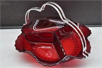 Vintage Ruby Glass Divided Relish Dish