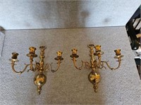 VINTAGE BRASS CANDLE WALL SCONCES