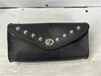 Motorcycle hard leather windshield bag