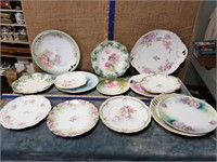 RS PRUSSIA HAND PAINTED FLORAL PLATES