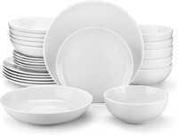 MALACASA 24-Piece Porcelain Dinnerware Set