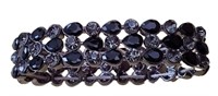 VTG FANCY FACETED BLACK & GREEN CRYSTAL BRACELET