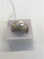 Large Pearl Like Ring size 8 .925 silver