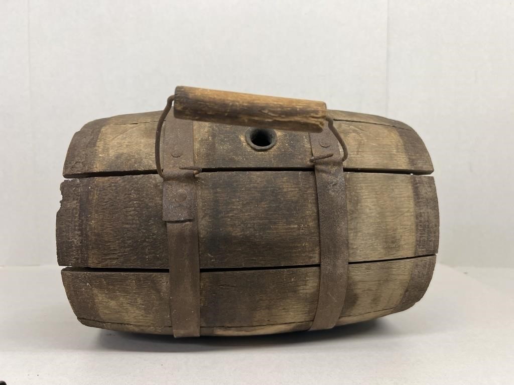 Wooden keg with handle antique 8" x 12"