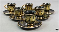 Black & 24K Gold Porcelain Greek Demitasse Sets