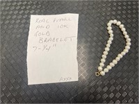 Real Pearl and 10K Gold Bracelet 7-1/4"