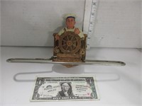 Vintage Syroco wood sailor at the wheel towel rack