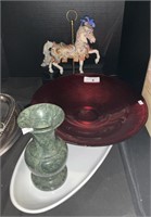 Carousel Horse, Stone Vase, Sur La Table Platter,