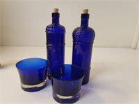 Blue Glass Bottles and Vessels