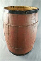 Wood Staved Nail Keg Painted Red