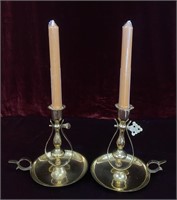Pair of Ship Chambersticks w/Taper Candles