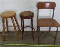 2-Bar Stools & Antique Chair