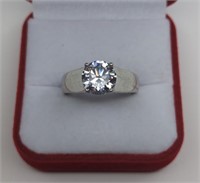 Sterling Silver White Sapphire Solitaire Ring