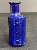 Rare cobalt blue coffin-shaped POISON bottle.