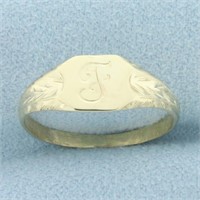 Antique F Initial Monogram Ring in 10k Yellow Gold