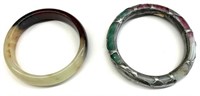 Lot: 2 Jade Bangles - One is Cracked.