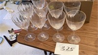 9 gold rim  goblets 7 inch tall, 36 inches tall