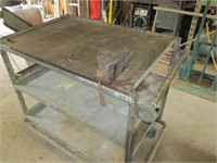 metal shop cart, with vise