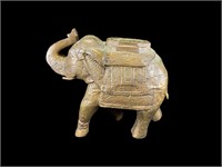 Wooden Embossed Copper Elephant Figure