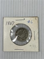 1867 Shield Nickel Without Rays