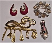 5 pc Jewelry Earrings Pin Pendant