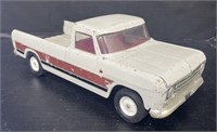 (X) White Toy Truck With Brown Stripe. 12 x 4 x 5