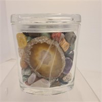 Glas Jar of Various Polished Geodes & Rocks