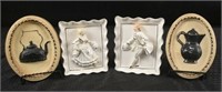 4 Vintage Wall Plaques