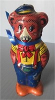 Vintage wind up bear toy by Chien. Measures: 4.5"