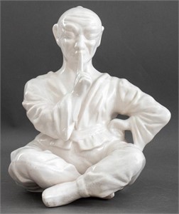 French White Faience Seated Chinese Figure
