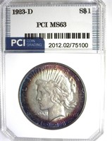1923-D Peace PCI MS63 Blue Purple Rim
