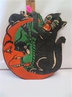 Vintage Halloween Die Cut Moon with Mice & Black