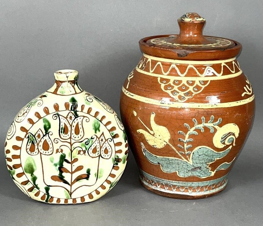 2 Turtle Creek Pottery redware pieces ca. 1987 &
