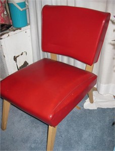 Mid Century Mod Red Vinyl Slipper Chair